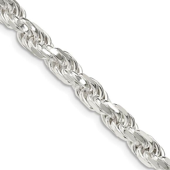 Men's 5.75mm Sterling Silver Solid D/C Rope Chain Necklace, 22 Inch - Picture 1 of 8